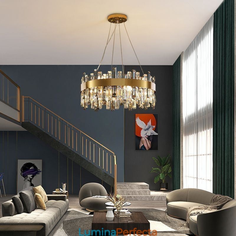 Candelabru din sticlă de lux în stil european, lumina suspendată Living