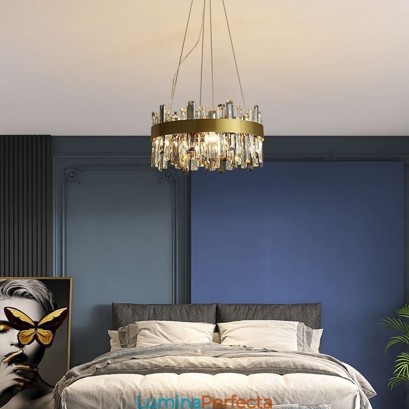Candelabru din sticlă de lux în stil european, lumina suspendată Living