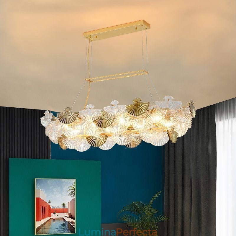 Candelabru de artă în formă de ventilator din sticlă europeană