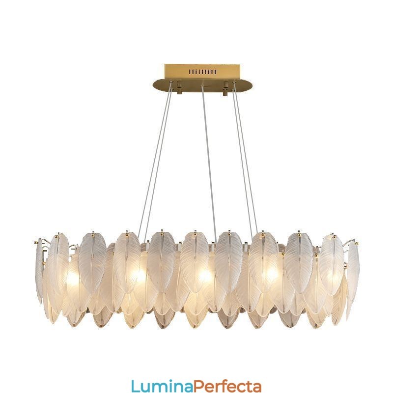 Candelabru din sticlă artistică, iluminat cu pandantiv rotund