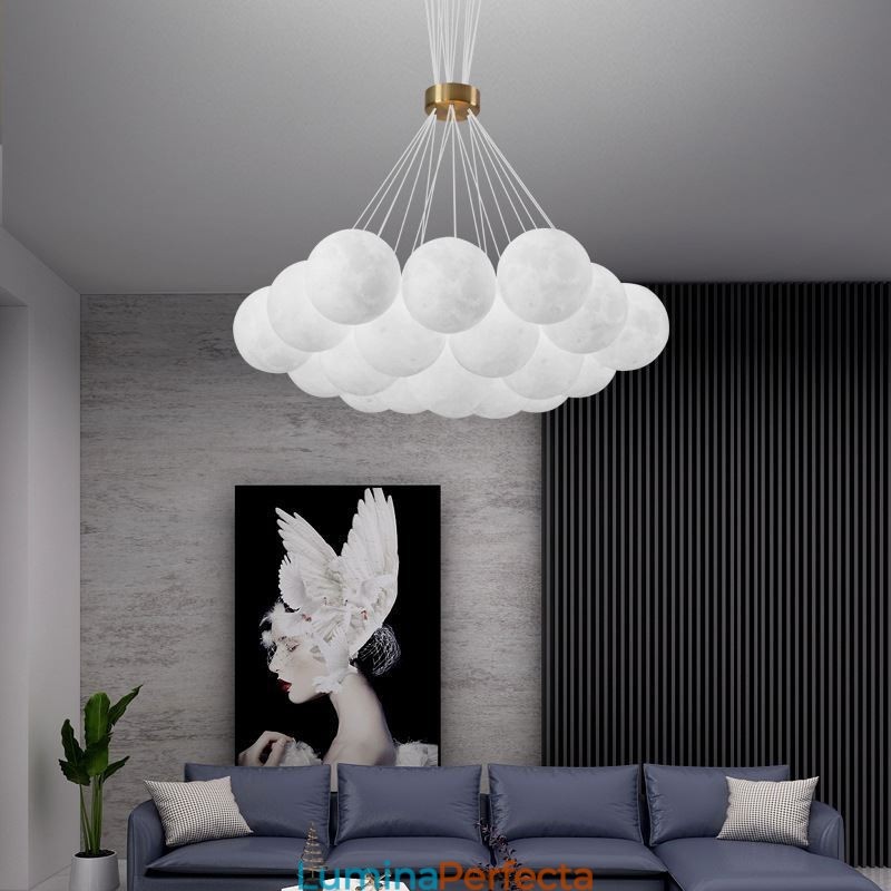 Candelabru Moon Bubble Lampă suspendată modernă cu bile cu imprimare 3D