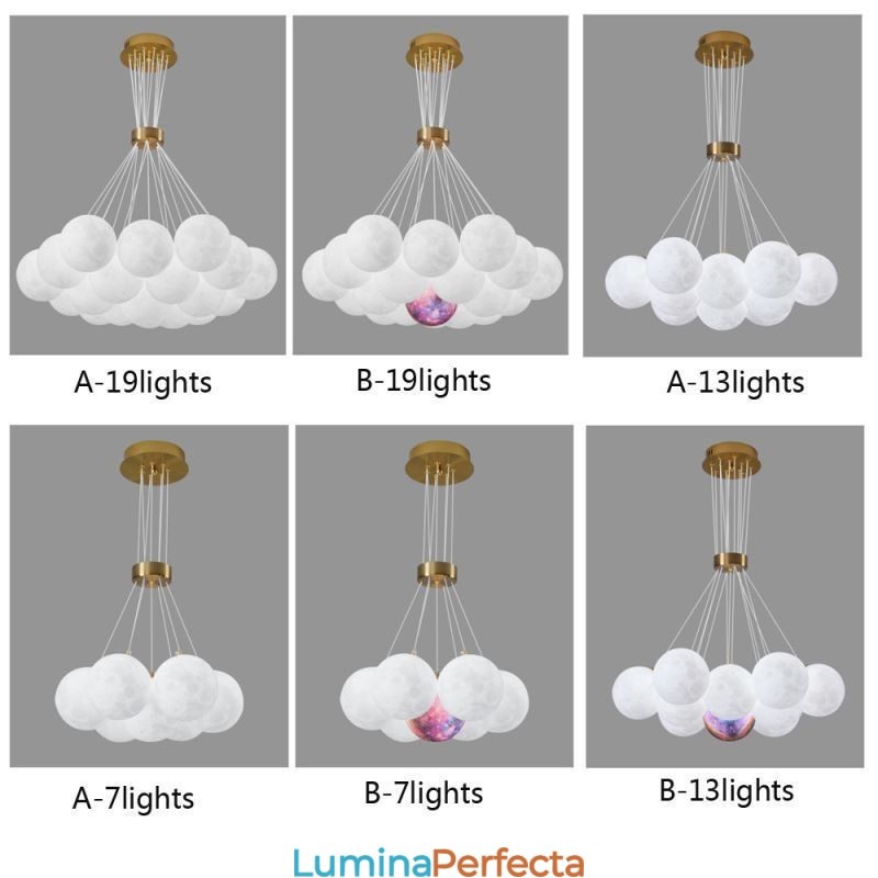 Candelabru Moon Bubble Lampă suspendată modernă cu bile cu imprimare 3D
