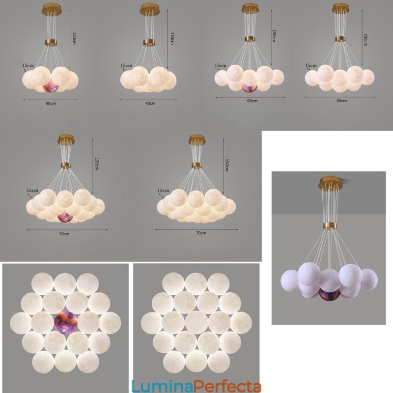 Candelabru Moon Bubble Lampă suspendată modernă cu bile cu imprimare 3D