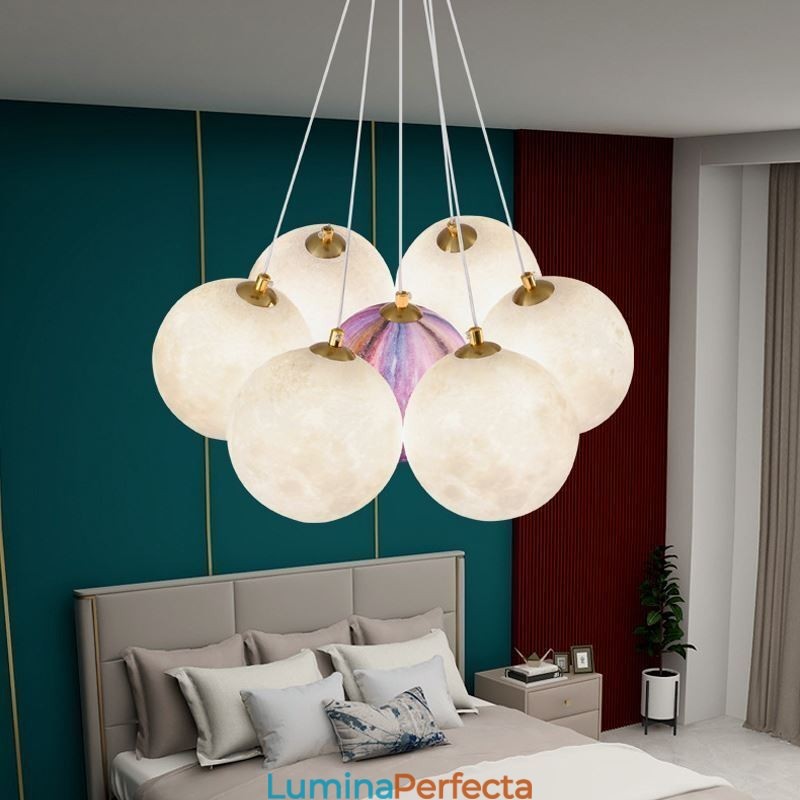 Candelabru Moon Bubble Lampă suspendată modernă cu bile cu imprimare 3D