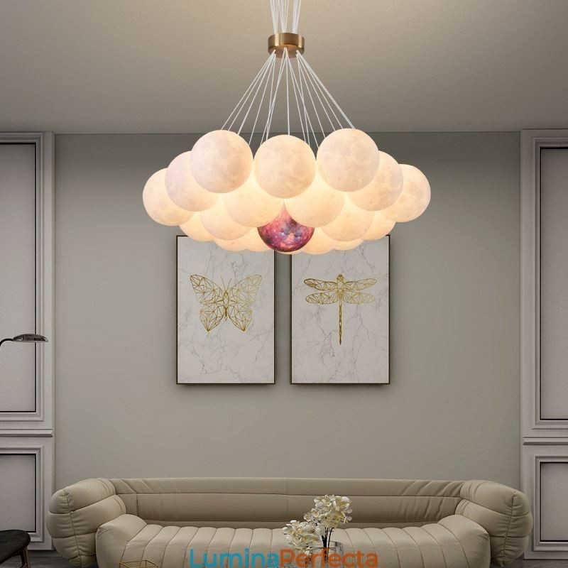 Candelabru Moon Bubble Lampă suspendată modernă cu bile cu imprimare 3D