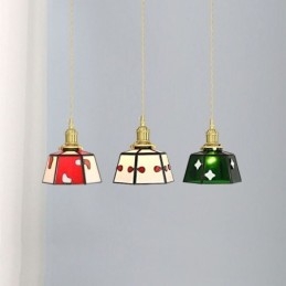 Lampă suspendată din sticlă colorată în stil japonez, decorativă retro, suspendată de noptieră