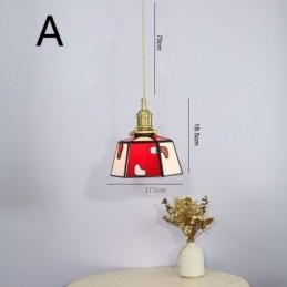 Lampă suspendată din sticlă colorată în stil japonez, decorativă retro, suspendată de noptieră