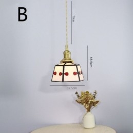 Lampă suspendată din sticlă colorată în stil japonez, decorativă retro, suspendată de noptieră
