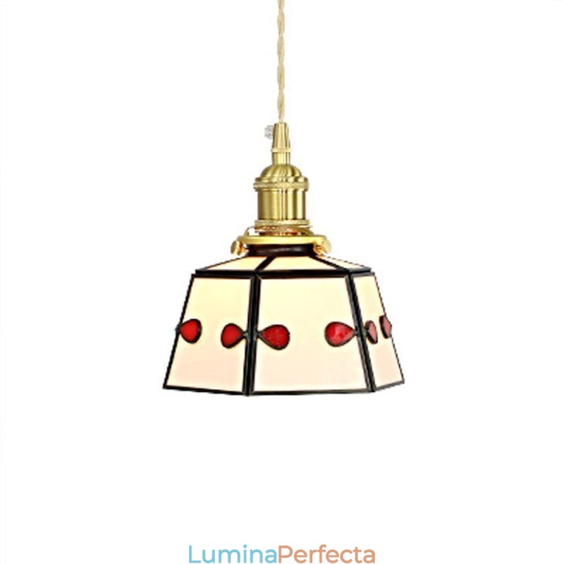 Lampă suspendată din sticlă colorată în stil japonez, decorativă retro, suspendată de noptieră