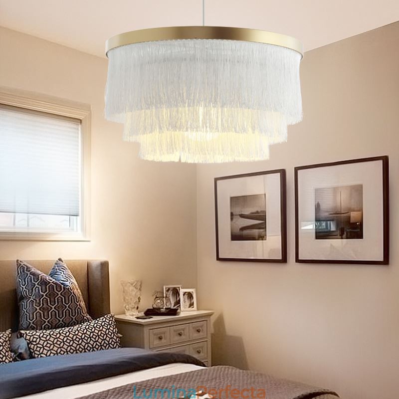 Lampă decorativă nordică suspendată Candelabru cald romantic cu ciucuri Lampă suspendată creativă