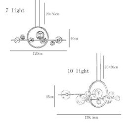 Candelabru modern din metal cu bule de sticlă transparentă