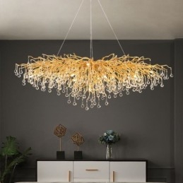 Candelabru din cristal de lux Aur Modern Lampa suspendata din tavan