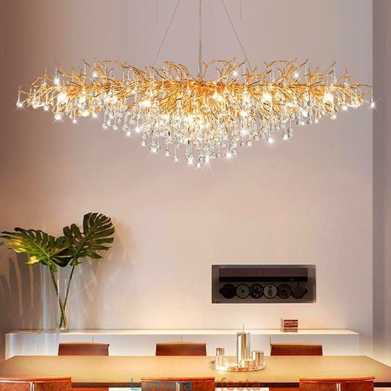 Candelabru din cristal de lux Aur Modern Lampa suspendata din tavan