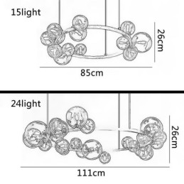 Candelabru creativ modern din metal, lampă cu bule de sticlă transparentă