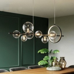 Lampă suspendată modernă cu bule de sticlă, candelabru cu becuri G9