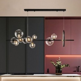 Lampă suspendată modernă cu bule de sticlă, candelabru cu becuri G9