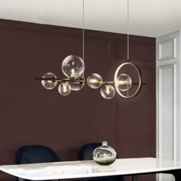 Lampă suspendată modernă cu bule de sticlă, candelabru cu becuri G9
