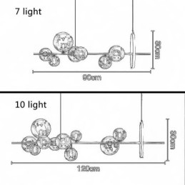 Lampă suspendată modernă cu bule de sticlă, candelabru cu becuri G9