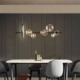 Lampă suspendată modernă cu bule de sticlă, candelabru cu becuri G9