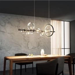 Lampă suspendată modernă cu bule de sticlă, candelabru cu becuri G9