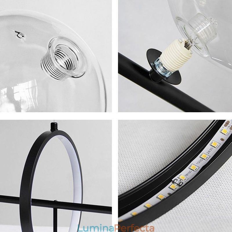 Lampă suspendată modernă cu bule de sticlă, candelabru cu becuri G9