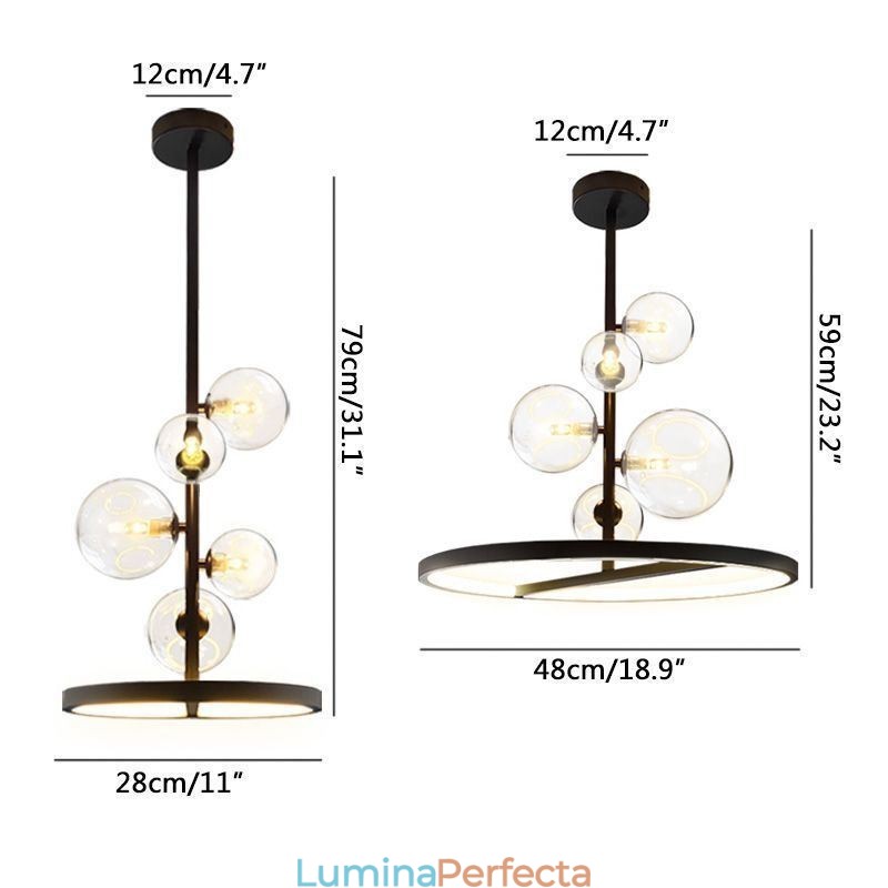 Lumini suspendate moderne Candelabru cu bule de sticlă