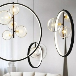 Lampă Nordic Pendant Sticla Bubbles Circle Candelabru Lampă Modernă pentru Salon
