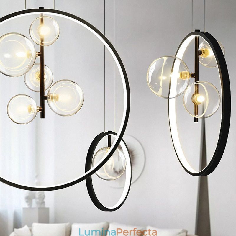 Lampă Nordic Pendant Sticla Bubbles Circle Candelabru Lampă Modernă pentru Salon