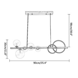 Lampă suspendată modernă cu bule de sticlă Lămpi lungi negru