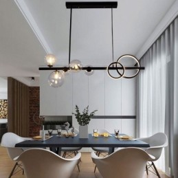 Lampă suspendată modernă cu bule de sticlă Lămpi lungi negru