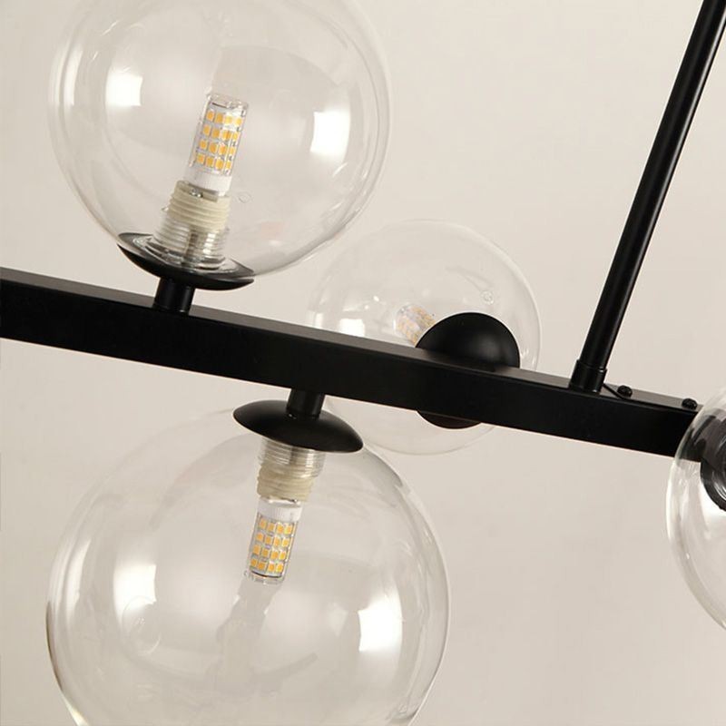 Lampă suspendată modernă cu bule de sticlă Lămpi lungi negru