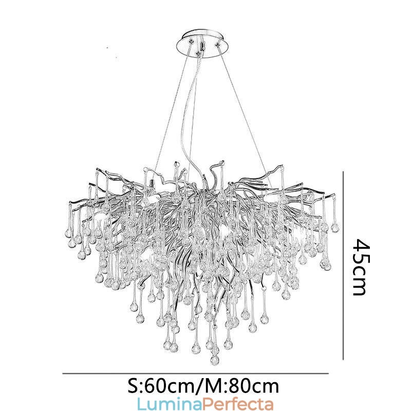 Candelabru Nordic Cristal Floare Abajur Rotund Lumină suspendată din aur de lux