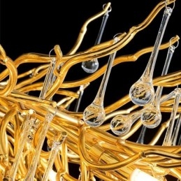 Candelabru Nordic Cristal Floare Abajur Rotund Lumină suspendată din aur de lux
