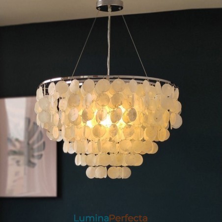 Candelabru rotund stratificat cu suspendare Capiz Shell Candelabru rotund stratificat cu suspendare Capiz Shell