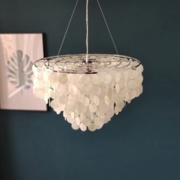 Candelabru rotund stratificat cu suspendare Capiz Shell