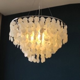 Candelabru rotund stratificat cu suspendare Capiz Shell