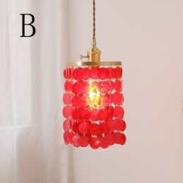 Candelabru clasic modern, abajur din scoici alb, lampă suspendată de tavan