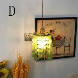 Candelabru clasic modern, abajur din scoici alb, lampă suspendată de tavan
