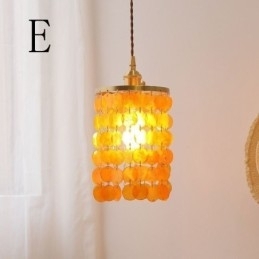 Candelabru clasic modern, abajur din scoici alb, lampă suspendată de tavan