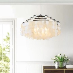 Candelabru modern cu picături de ploaie, abajur albă, iluminat de tavan
