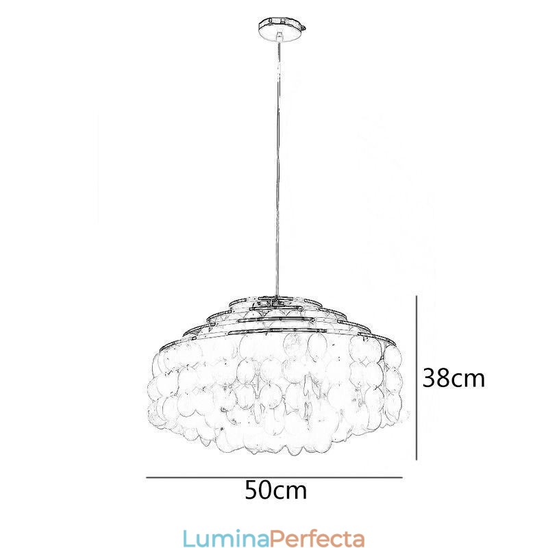 Candelabru modern cu picături de ploaie, abajur albă, iluminat de tavan