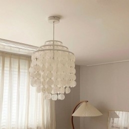 Lampă de suspendare clasică modernă Lampă cu abajur din carcasa albă