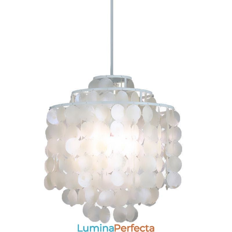 Lampă de suspendare clasică modernă Lampă cu abajur din carcasa albă