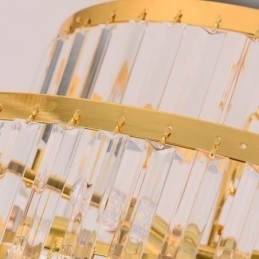 Lumină suspendată din cristal auriu Lampă de tavan cu 5 niveluri 7 lumini