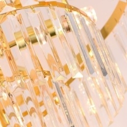 Lumină suspendată din cristal auriu Lampă de tavan cu 5 niveluri 7 lumini