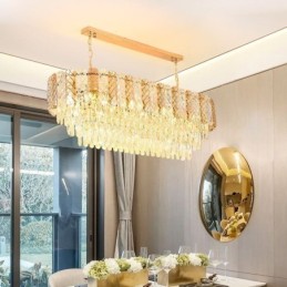 Lampă suspendată modernă din cristal Lampă suspendată ovală de lux