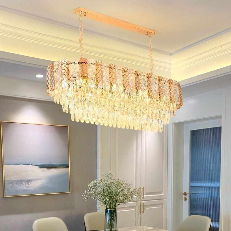Lampă suspendată modernă din cristal Lampă suspendată ovală de lux