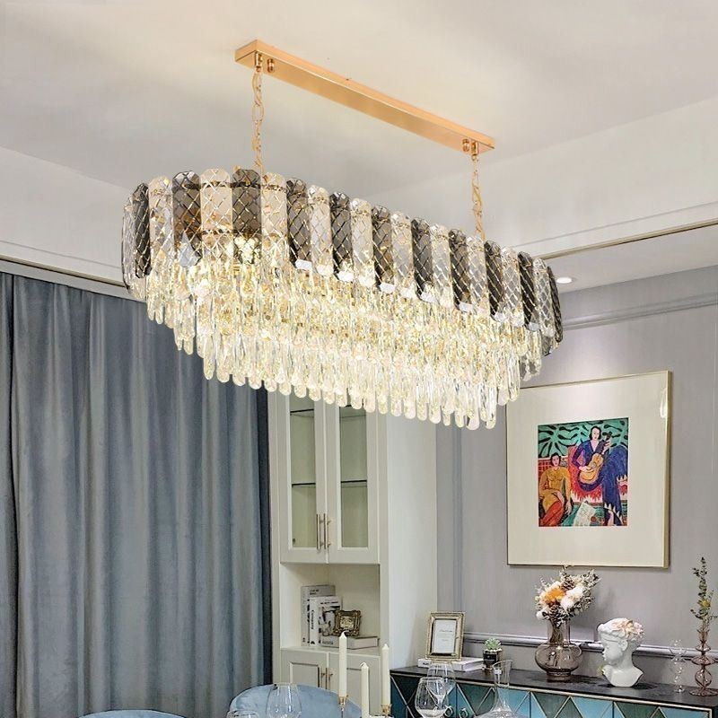 Lampă suspendată modernă din cristal Lampă suspendată ovală de lux