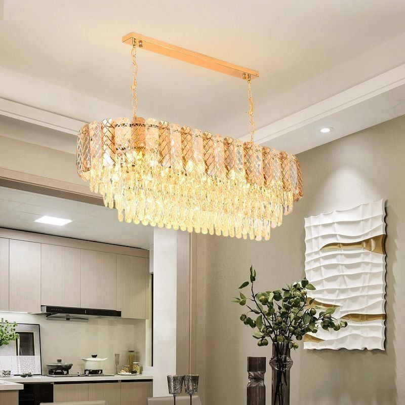 Lampă suspendată modernă din cristal Lampă suspendată ovală de lux