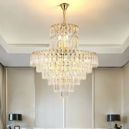 Lumină suspendată elegantă Corp de iluminat de tavan rotund din cristal